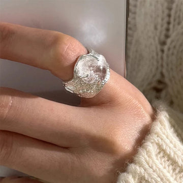 DAIIIBABYYY  -  Irregular Geometric Crystal Rings For Women Girls Creative Design Simple Fashion Exaggerated Engagement Jewelry Gifts